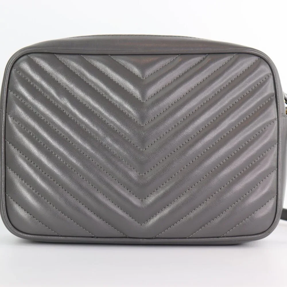 Saint Laurent Calfskin Matelasse YSL Monogram Lou Camera Bag Storm - Picture 2 of 16